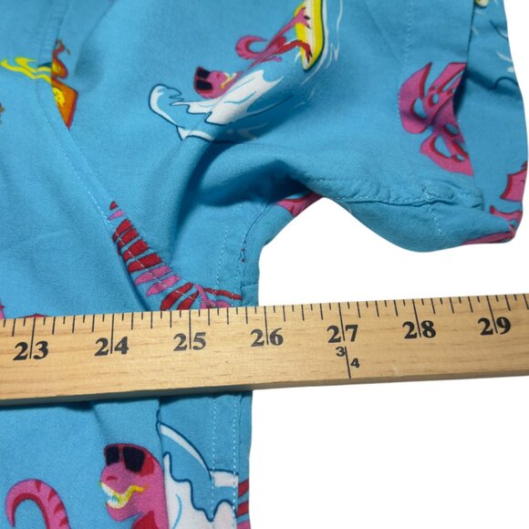 Huntington Beach California Men's Surf Team Dinosaur On Skateboard Button Down - Picture 8 of 10